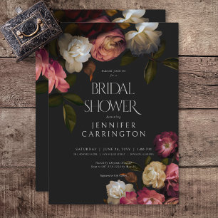 Invitation Bourgogne foncée et pivoines crème Fête des mariée