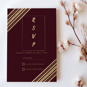 Invitation Bourgogne géométrique or typo RSVP