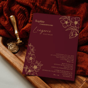 Invitation Bourgogne Gold Floral Bridal Lingerie Douche