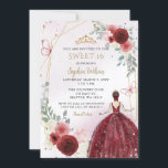 Invitation Bourgogne Gold Floral Princess Sweet 16<br><div class="desc">Elégante Bourgogne Or Floral Princess Sweet 16 Invitation</div>