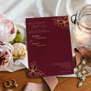 Invitation Bourgogne Gold Floral Rien de Mariage