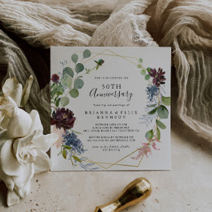 Invitation Bourgogne Gold Géométrique 50e anniversaire Mariag