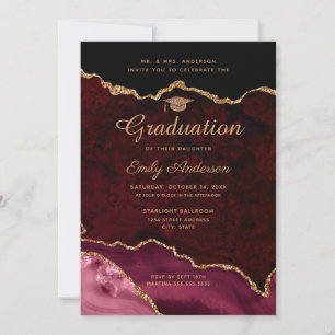 Invitation Bourgogne Gold Parties scintillant Agate Graduatio
