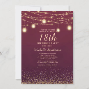 Invitation Bourgogne Gold Parties scintillant Lights Formal 1
