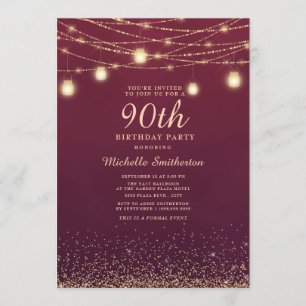 Invitation Bourgogne Gold Parties scintillant Lights Formal 9