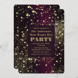 Invitation Bourgogne Gold scintillant Nouvel An Sove Party