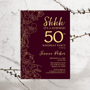 Invitation Bourgogne Gold Surprise 50e anniversaire