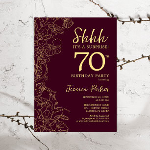 Invitation Bourgogne Gold Surprise 70e anniversaire