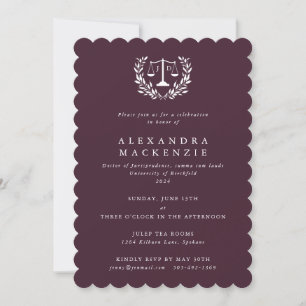 Invitation Bourgogne JD Law Scales Laurel Wreath Graduation E