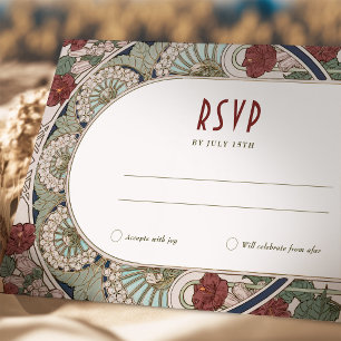 Invitation Bourgogne Mariage RSVP Insérer Art Nouveau Vintage