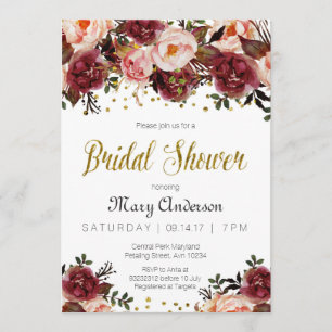 Invitation Bourgogne Marsala Automne Nuptiale Douche Invitati