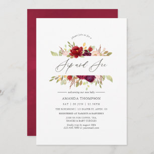 Invitation Bourgogne - Marsala et Blush Floral Sip et Voir