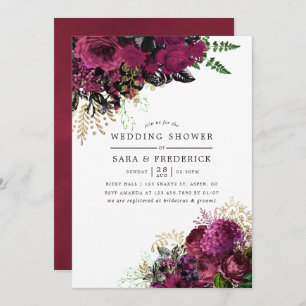 Invitation Bourgogne - Marsala et Gold Floral Wedding shower