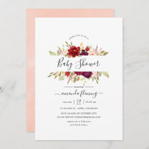Invitation Bourgogne - Marsala et le Baby shower floral de Bl