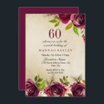 Invitation Bourgogne Marsala Floral Gold 60e anniversaire Inv<br><div class="desc">Burgundy Marsala Floral Gold 60e Anniversaire Invitation Voir la collection correspondante dans niche et magasin de nids Belle et élégante fleurs bordeaux. Aquarelle peinte à la main parfaite pour votre douche nuptiale</div>