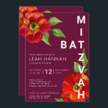 Invitation Bourgogne Moderne Bat mitzvah Floral Aquarelle<br><div class="desc">Soyez fier, réjouissez-vous et présentez ce jalon de votre Bat mitzvah préféré avec cette invitation sophistiquée et personnalisée ! Une aquarelle chic, étonnante, florale avec un style san serif moderne recouvre un arrière - plan bordeaux. Personnalisez le texte personnalisé avec le nom, la date et les informations de votre Bat...</div>