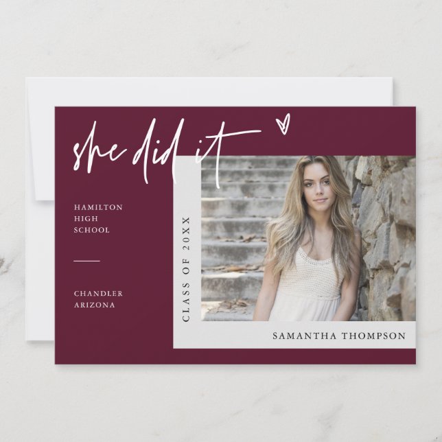 Invitation Bourgogne Moderne Boho Elle L'A Fait Grad Photo In (Devant)