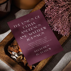 Invitation Bourgogne moderne typographie minimaliste mariage