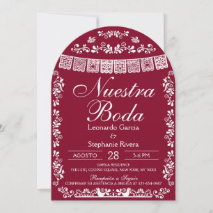 Invitation Bourgogne Nuestra Boda Papel Picado Mariage Espagn