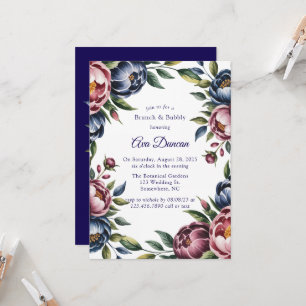 Invitation Bourgogne Nuit Rose Pivoine Brunch et Bulles