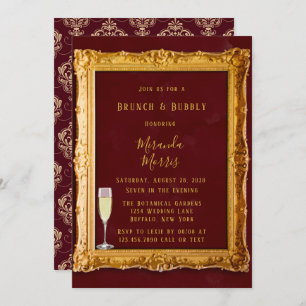Invitation Bourgogne & Or de luxe Royal Brunch & Bubbly