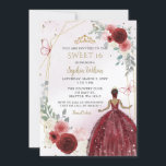 Invitation Bourgogne Or Floral Tan Princess Sweet 16<br><div class="desc">Elégant Bourgogne Or Floral Tan Princess Sweet 16 Invitation</div>