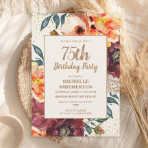 Bourgogne Orange Floral Gold Parties scintillant 7