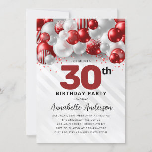 Invitation Bourgogne Parties scintillant Ballons d'Argent N'i