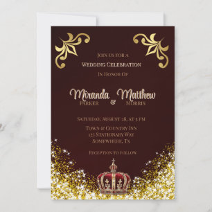 Invitation Bourgogne Parties scintillant or fleurie Mariage r