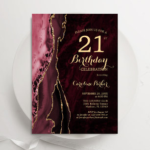 Invitation Bourgogne Red Gold Agate 21e anniversaire