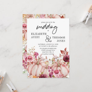 Invitation Bourgogne rose Citrouille d'automne Floral Mariage
