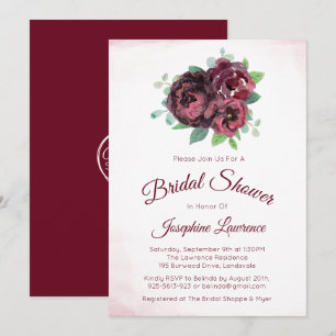 Invitation Bourgogne Rose Floral