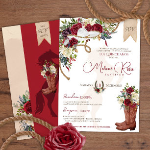Invitation Bourgogne Rose occidentale Charro espagnol Quincea