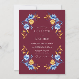 Invitation Bourgogne Rose Splendide Mariage