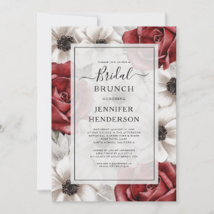 Invitation Bourgogne Roses Rouges Anémonique Floral Bridal Br