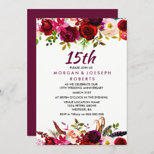 Invitation Bourgogne Rouge 15e anniversaire Mariage Invitatio