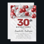 Invitation Bourgogne Rouge Ballons d'argent Parties scintilla<br><div class="desc">Glam Bourgogne Rouge Argent Parties scintillant Étincelle N'Importe Quel Âge Anniversaire Invitation</div>