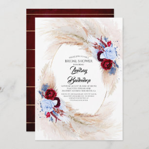 Invitation Bourgogne Rouge Dusty Blue Pampas Grass Fête des m