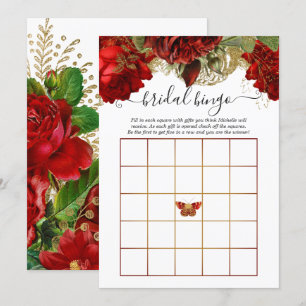 Invitation Bourgogne Rouge et or Fête des mariées Vintage Bin