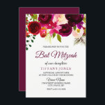 Invitation Bourgogne Rouge Floral Boho fille Bat mitzvah Invi<br><div class="desc">Collection d'Invitations de jumelage de filles de Boho Floral Rouge de Bourgogne en magasin Niche et Nest. Boho chic bordeaux rouge aquarelle blanche florale Belle aquarelle peinte à la main</div>