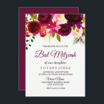 Invitation Bourgogne Rouge Floral Boho fille Bat mitzvah Invi<br><div class="desc">Collection d'Invitations de jumelage de filles de Boho Floral Rouge de Bourgogne en magasin Niche et Nest. Boho chic bordeaux rouge aquarelle blanche florale Belle aquarelle peinte à la main</div>
