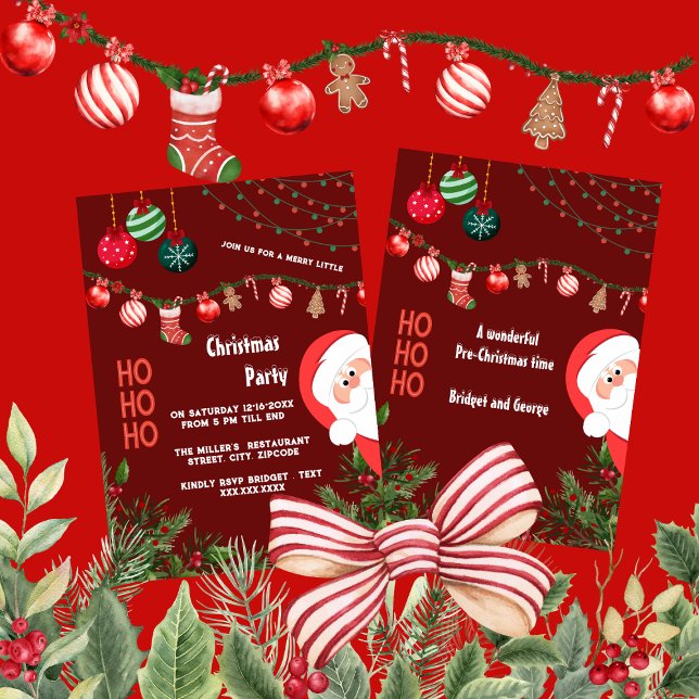 Invitation Bourgogne Santa & décorations de Noël (Créateur téléchargé)