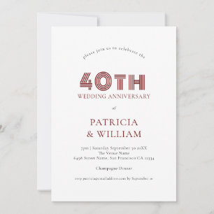 Invitation Bourgogne Texte noir 40e anniversaire de Mariage