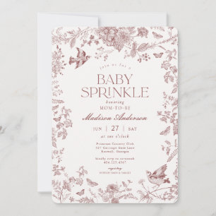 Invitation Bourgogne Toile De Jouy Fleurs Bébé Sprinkle