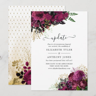 Invitation Bourgogne Vintage - Mise à jour du mariage au mars
