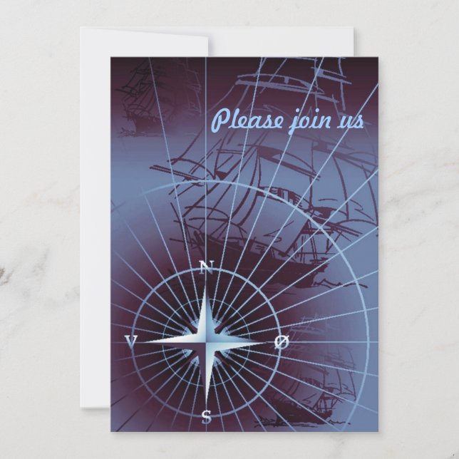 Invitation Boussole nautique de minuit Navires de navigation (Devant)