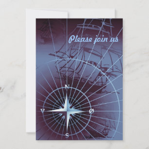 Invitation Boussole nautique de minuit pour bateaux de voile