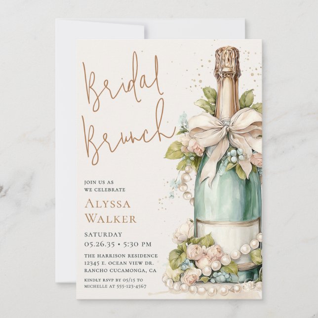 Invitation Bouteille de Champagne pour Brunch de Mariage (Devant)