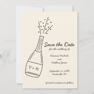 Invitation Bouteille de Champagne qui Pète pour Sauvegarder l