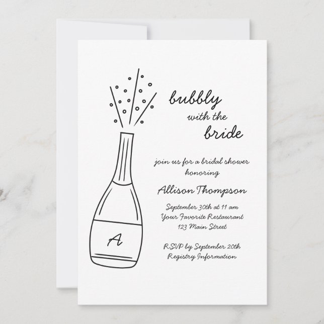 Invitation Bouteille de Champagne qui Pète pour une Baby Show (Devant)